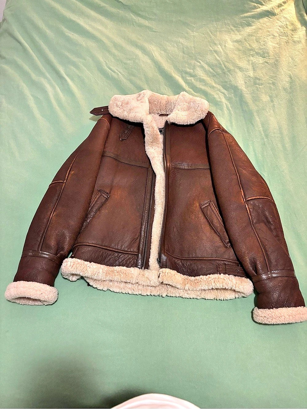 Indio B-3 Shearling Leather Jacket Size Medium